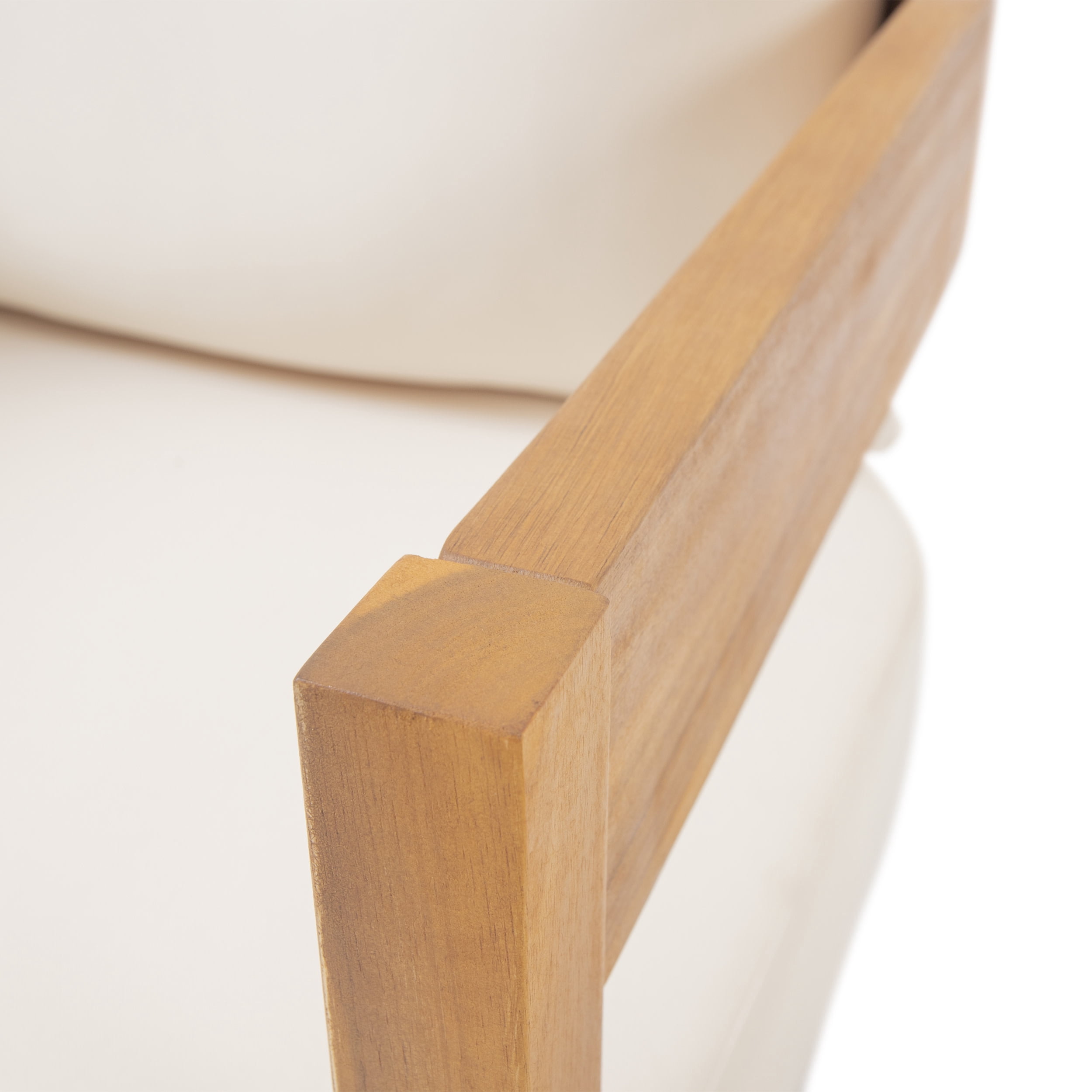 Deandre Acacia Wood Outdoor Club Chair with Cushions, Teak and Beige