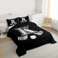 thumbnail image 3 of Homewish Personalized Initial K Queen Comforter Set for Kids Boys Girls, Ice Hockey Sport Bedding Sets, Black and Gray Bedding Comforter Set, Luxury Bedroom Decor, 3 of 8