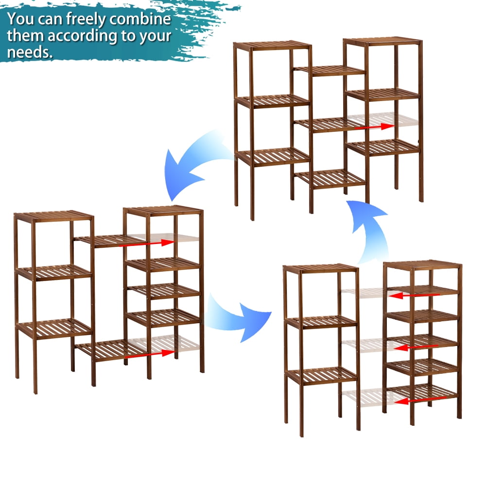 Private Jungle Bamboo High-grade Plant Stand Shelf Flower Pots Holder Display Rack Utility Shelf Bathroom Rack 9-Tier Storage Rack,Dark Brown Private Jungle Bamboo High-grade Plant Stand Shelf Flower Pots Holder Display Rack Utility Shelf Bathroom Rack 9-Tier Storage Rack,Dark Brown
