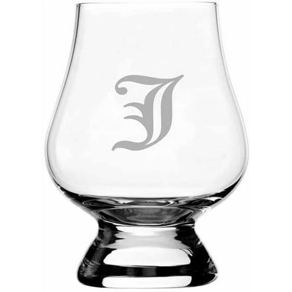J Old English Monogrammed Etched 2.5oz Glencairn Wee Whisky Glass