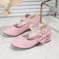 thumbnail image 2 of Gyujnb Girls Closed Toe Pearl Bow Mary Jane Shoes, Low Heel Dress Footwear for Formal and Daily Wear (Little Girls, Big Girls),11-11.5 Years, 2 of 5