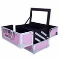 thumbnail image 5 of Olurrisa Aluminum Makeup Train Case with Mirror, Expandable Cosmetic & Jewelry Organizer Box, Lockable Handle for Travel, Pink, 5 of 8