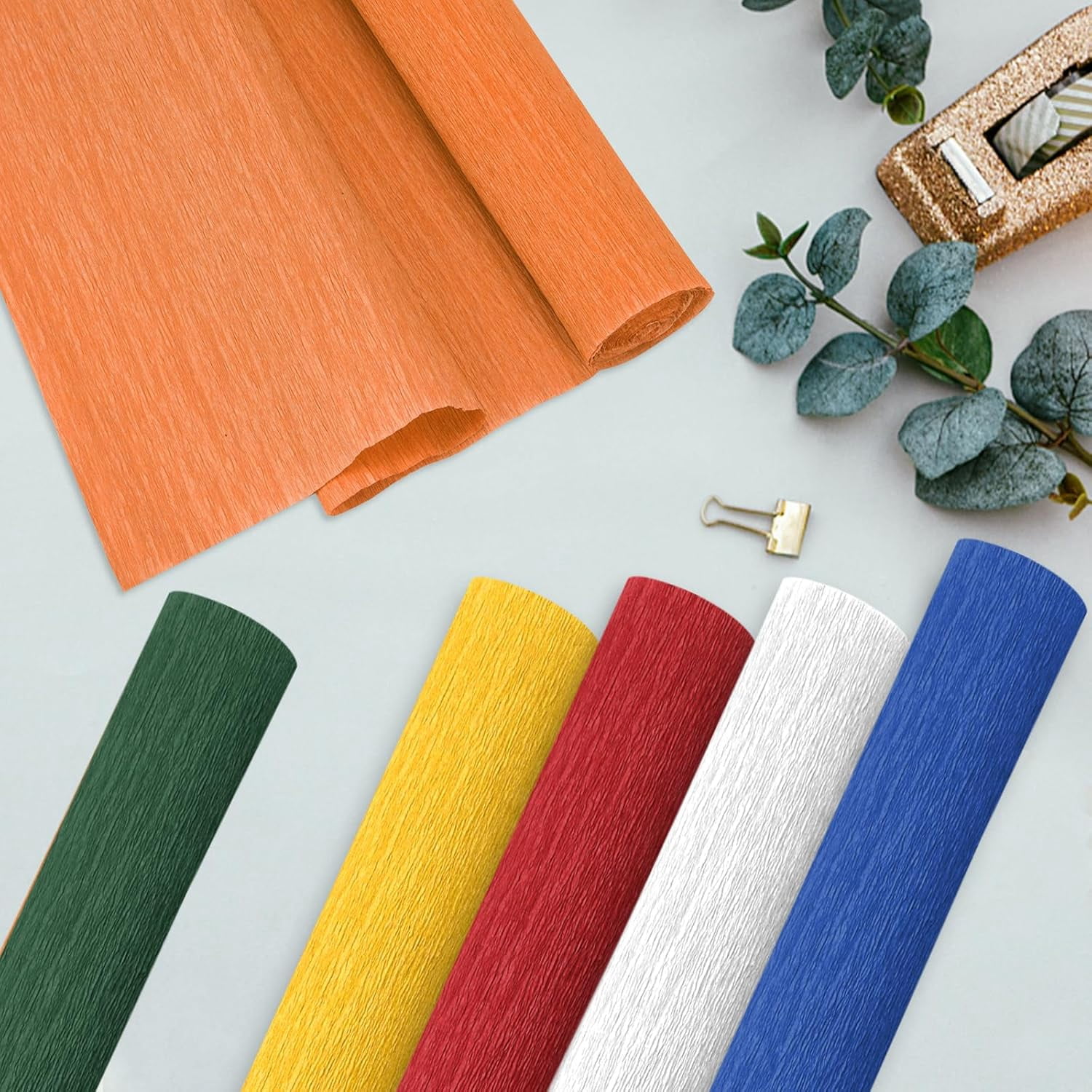 Crepe Paper Streamers 8 Rolls, 10 x 98Inch 8 Memphis Colors Crepe Paper Sheets for DIY Gift Colourful Paper Flower Wrapping Paper Crafts Birthday Wedding Holiday Party Decorations
