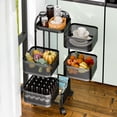 thumbnail image 4 of Wharick 3/4/5 Tiers Kitchen Rotating Rack Square Fruit Rotating Basket with Wheels Metal Wire Shelf Rotating Trolley Storage Shelves for Home Living Room, 4 of 6
