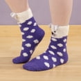 thumbnail image 4 of Super Soft Cozy Warm Cute Animal Non-Slip Fuzzy Crew Winter Socks, 1 Pair Purple Polar Bear, 4 of 5