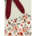 thumbnail image 6 of Toddler Baby Girls Fall Outfits Tie Cutout Long Sleeves Tops and Floral Pants Headband Set, 6 of 8