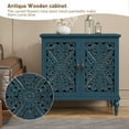 thumbnail image 4 of MROJISC 31.5" Tall 2-Door Openwork Carving Accent Cabinet with Solid Wood Legs, Blue, 4 of 7