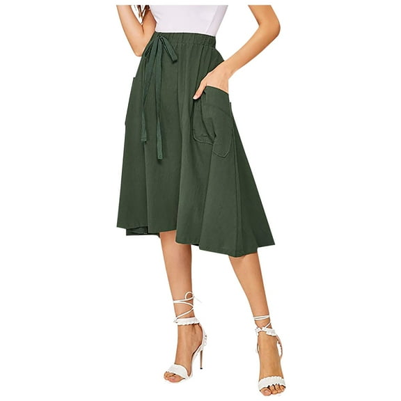 EDFBUYKRS Female Skirts Fall Maxi Skirts with Pockets for Women 2026 Women's Solid Color Casual Long Skirt