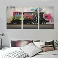thumbnail image 3 of ONETECH  Graffiti Train Wall-Art - Banksy Canvas Wall Art for Living Room - Modern Art Wall Decor Ready to Hang 12''x16''X3 Panels, 3 of 4
