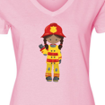 thumbnail image 4 of Inktastic African American Girl, Girl Fireman, Firefighter Women's V-Neck T-Shirt, 4 of 5