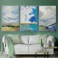 thumbnail image 3 of FCCUYE Canvas 3 Piece Wall Art Modern Paintings Decorations Vibrant Emerald Ice Watercolor Rustic Black Floater Frame Artwork for Office Bedroom Kitchen - 16"x24" x3panels LT553, 3 of 6