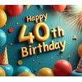 thumbnail image 4 of LUUFILx Golden Birthday Celebration, Happy 40th Birthday Backdrop Banner with Balloons and Stars for Party Supplies Decorations Photography Background Event Party, 4 of 8