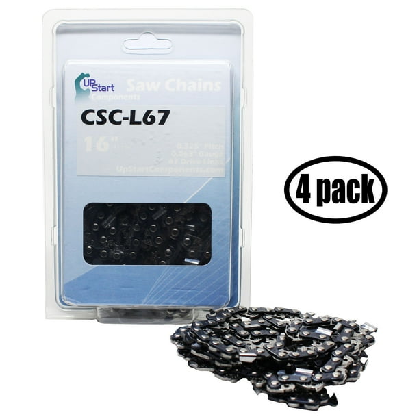 4Pack 16" Semi Chisel Saw Chain for Oregon L67 Chainsaws (16 inch, 0