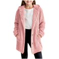 thumbnail image 5 of Girls Oversized Cardigan Sweaters Lightweight Fuzzy Fleece Button up Jacket with Hood Trendy Casual Winter Coat New Trendy Fall Jackets for Kids Pinky 9 Years, 5 of 6