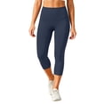 thumbnail image 3 of VBVC Women's High Waisted Capri Leggings , Ladies' Tummy Control Yoga Pants , Summer Stretchy Slim Crop Trousers For Women,Navy,S-2XL, 3 of 9