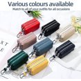 thumbnail image 5 of Genuine Leather Car Key Case,Unisex Double Zipper Keychain Wallet Coin Purse Bag with Metal Hook, 5 of 5