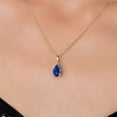 thumbnail image 3 of Gem Stone King 14K Yellow Gold Blue Created Sapphire Pendant Necklace for Women | 2.55 Cttw | Gemstone September Birthstone | Pear Shape 9X6MM | With 18 inch Chain, 3 of 6