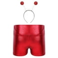 thumbnail image 2 of Aislor Girls Shiny Metallic Alien Shorts with Hair Hoop Kids Festival Party High Waist Dance Bottoms Red 12, 2 of 6