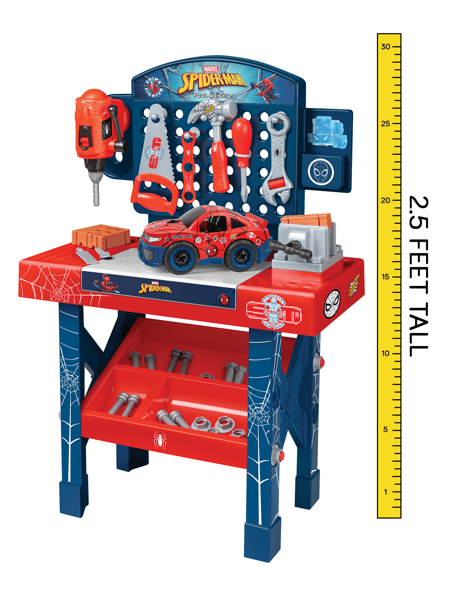 World Tech Toys Spider-Man Tool Bench Playset, Take Apart Car, 54