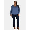 thumbnail image 2 of Terra & Sky Women’s Plus V Neck Tee with Long Sleeves, Available in 1 and 3-Packs, Sizes 0X-5X, 2 of 4