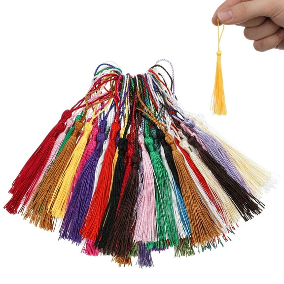 HOMEMAXS 100 Pcs Bookmark Tassels Key Tassels Diy Tassels On String For Crafts And Keychain Making Graduation Decorations And Bag Charms
