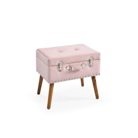 Ottoman Trunk - Hodedah Pink Velvet Storage Trunk Ottoman