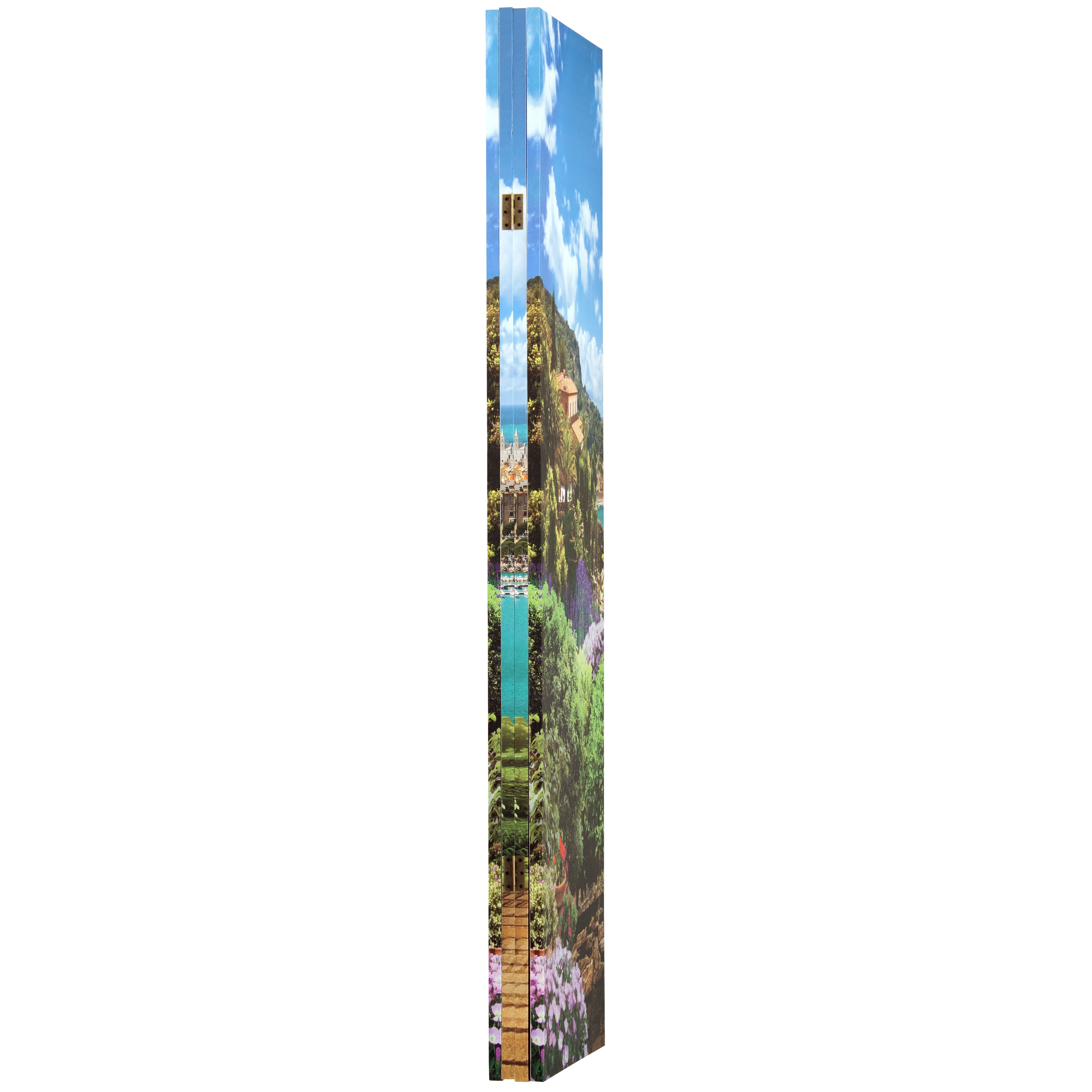 Oriental Furniture 6 ft. Tall Double Sided Coastal Village Canvas Room Divider