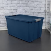 Sterilite 34 Gallon Extra-Large Storage Bin, Plastic Storage Container with Latch Lid, Blue