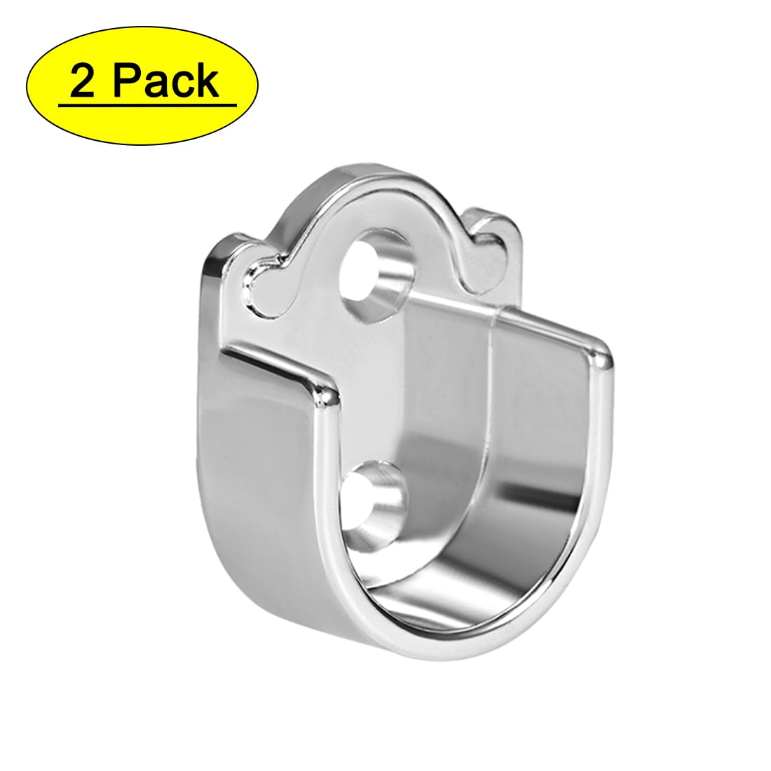 2Pcs Zinc Alloy Wardrobe Closet Rod Bracket, Shower Curtain Rod Pole End Supports Sockets Flange Holder Fit Rod Dia 25mm