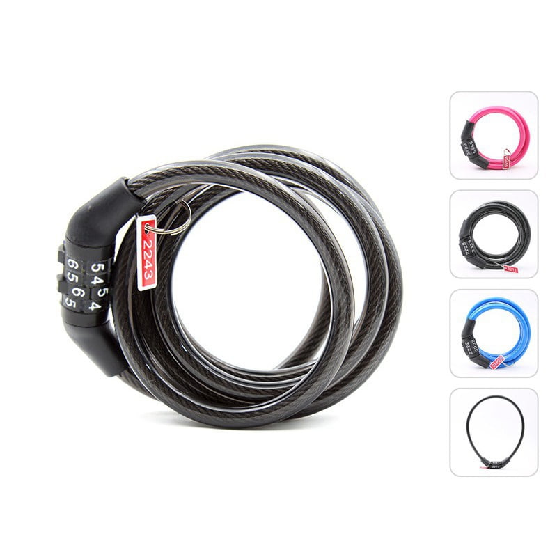 Bike Cable Lock, 4 Digit Security Resettable Combination Coiling Cable