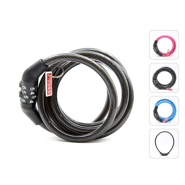Bike Cable Lock, 4 Digit Security Resettable Combination Coiling Cable