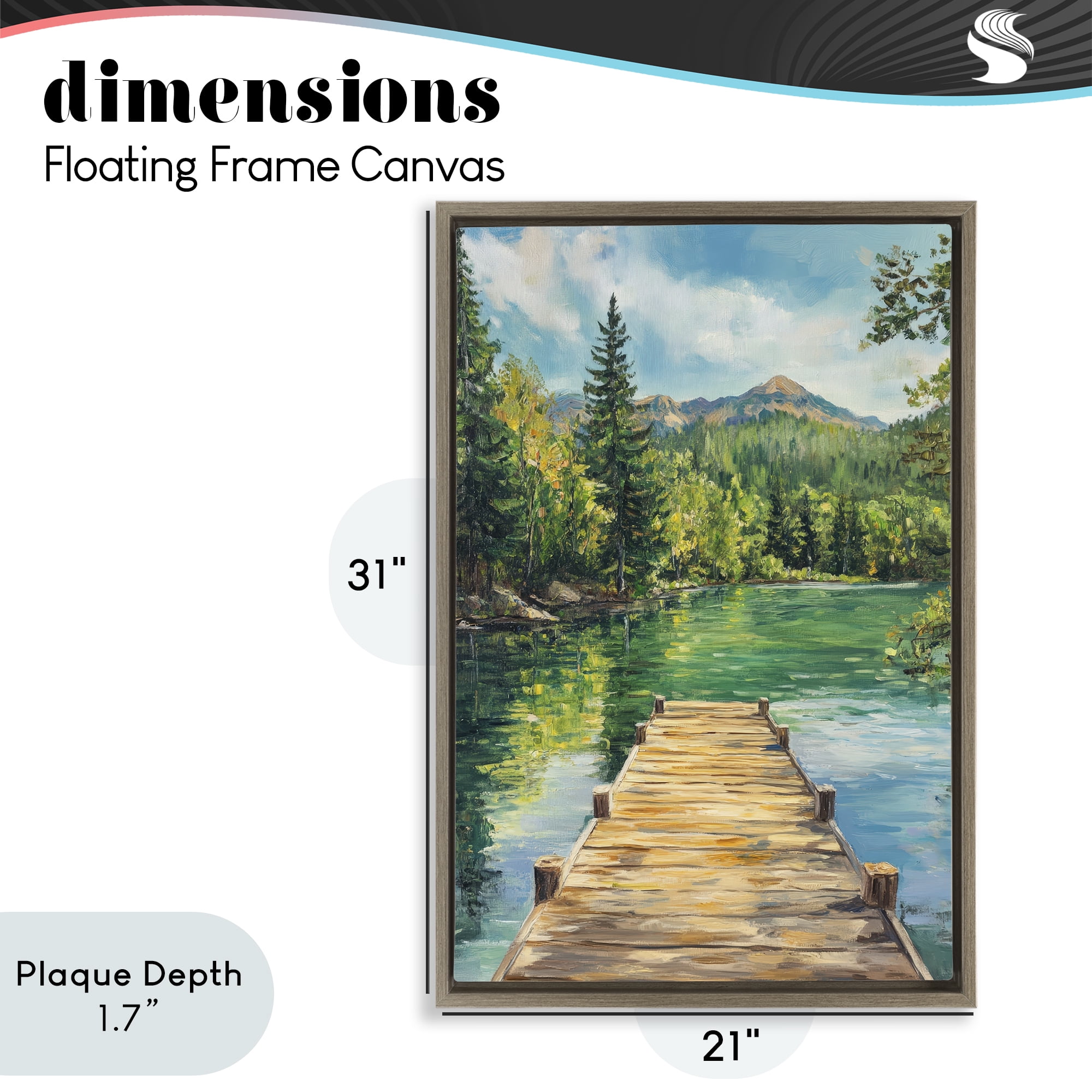 Stupell Industries Sunlit River Dock Brown Framed Floater Canvas Wall Art, design by Petal Prints Design