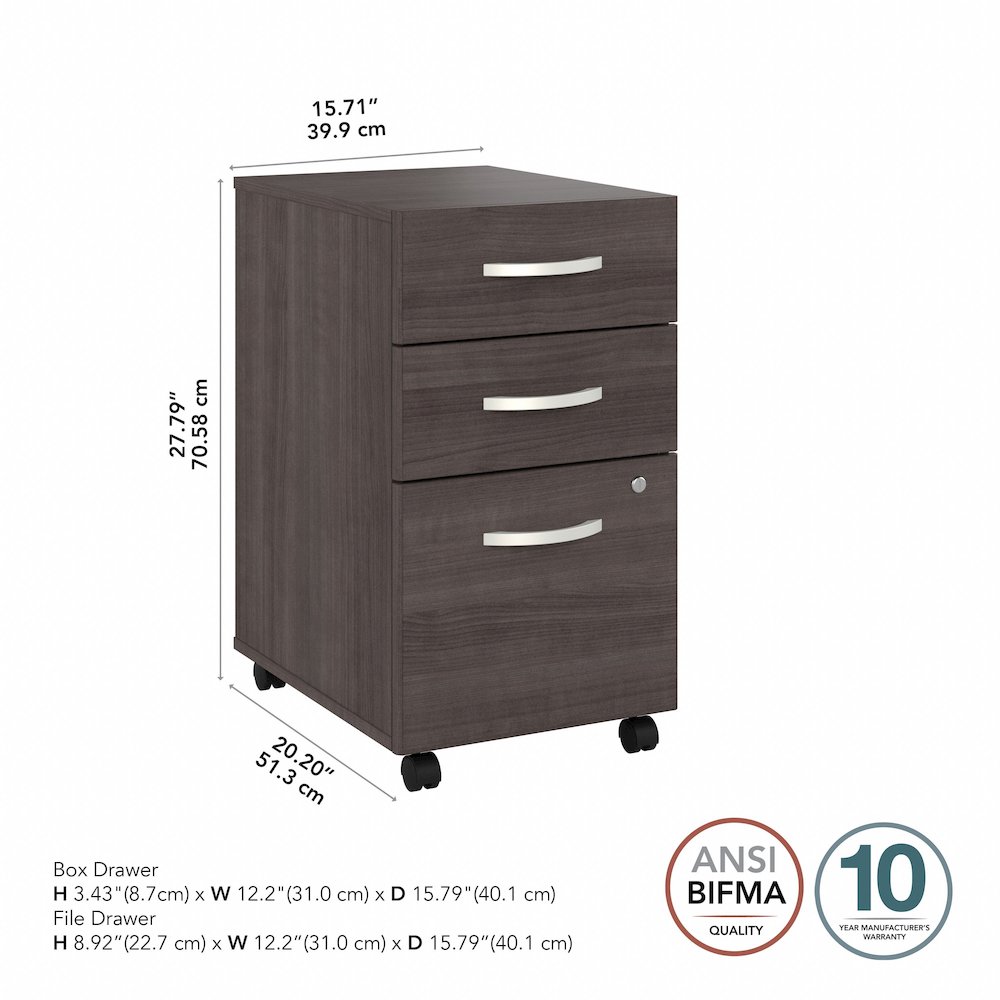 Studio C 3 Drawer Mobile File Cabinet in Storm Gray - Engineered Wood