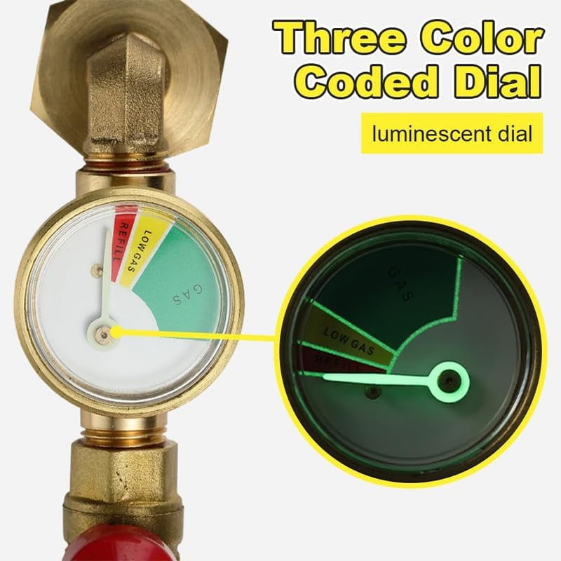 2025 New Propane Refill Elbow Adapter with Tank Gauge, Propane Refill Adapter for 1 lb Tanks, QCC1 Propane Tank Refill Adapter with Valve and Gauge, Elbow Gas Refill Adapter for Outdoor (2 PCS)