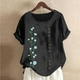 thumbnail image 4 of Birdeem Blouses pour Femmes Mode Imprimée Confortable Ample Manches Courtes Blouse Boutonnée Col Rond Décontracté, 4 of 12