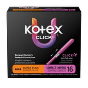 Kotex Click Compact Tampons, Super Plus, Unscented, 16 Count