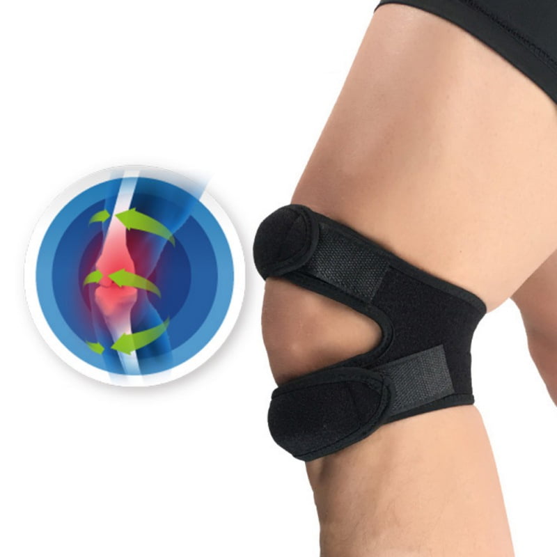 2pcs Knee Brace Support Band Strap Neoprene Open-Patella Stabilizer Wrap with Adjustable Strapping Breathable Neoprene Sleeve for Runner & Jumper Knee, Meniscus Tear, Joint Pain Relief