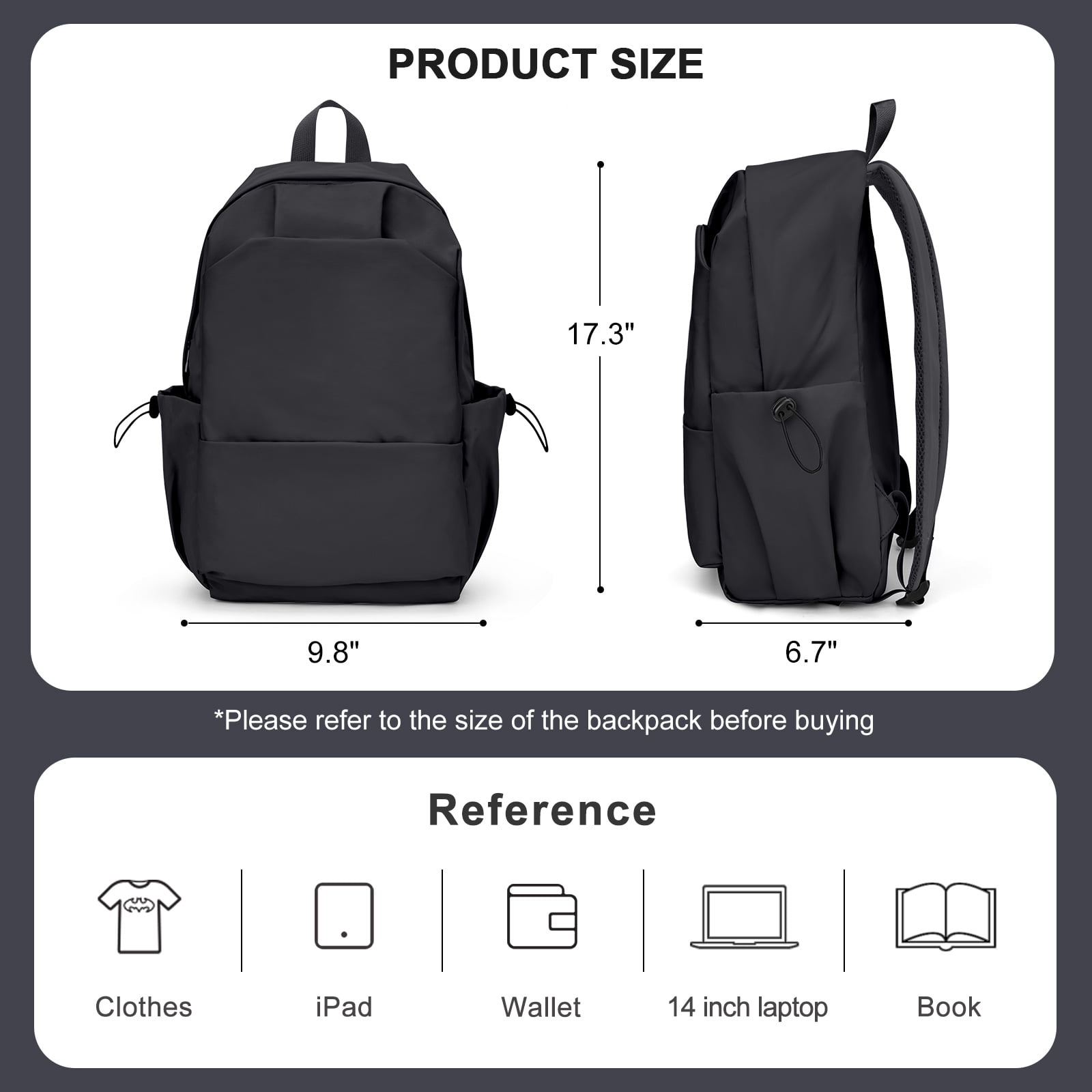 Backpacks for Women Men School Bag Cute Backpack for College Students Lightweight Backpacks Book Bags Waterproof Gym Backpack Simple Laptop Backpack Casual Daypack Black