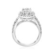 thumbnail image 3 of 2 Ct Diamant Coussin Halo Bague de Fiançailles Double Rangée Solitaire Or Blanc, 3 of 4