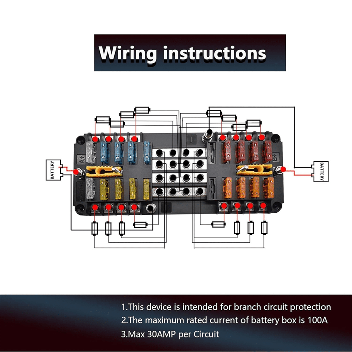 20 Way Blade Fuse Block 16 Circuit Fuse Holder Fuse DC SUB Panel with Ground and Cover for Car Boat Marine Trike Truck