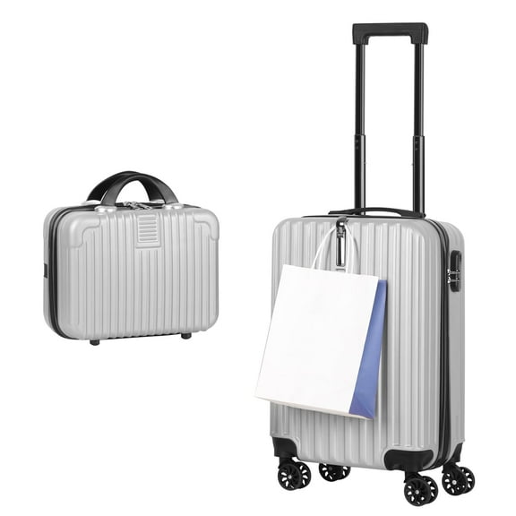 2 Piece Luggage, Luggage Sets 14in   20in with ABS Hardside, Lightweight Suitcase Set of 2 with 360° Mute Spinner Wheels (White)