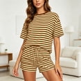 thumbnail image 2 of BOOMNY Womens 2 Peice Sets Striped Short Sleeve Tops Shorts Outfits for Women Summer Casual Matching Sets, 2 of 5