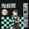 thumbnail image 3 of Demon Slayer T-Shirt Men's Tanjiro Kamado Checkered Design Adult Anime Tee, 3 of 5