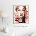 thumbnail image 5 of 4Pcs Makeup Canvas Wall Art Fashion Pictures Wall Decor Modern Woman Cosmetic Perfume High Heels Lipstick Painting Posters Beauty Room Decor for Bedroom Bathroom 8 x 10 Inch-Unframed, 5 of 7