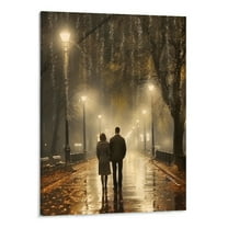 Shiartex Fall Decor Lovers Walking Night Light Scenery Canvas Wall Art Picture 16x20in for Living Room Bedroom 16x20in