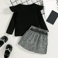 thumbnail image 5 of Elainilye Fashion Baby Girl Clothes Fall Winter Round-Neck Blouses And Skirt With Belt Bag Toddler Baby Suit Three Piece Set,Black, 5 of 6