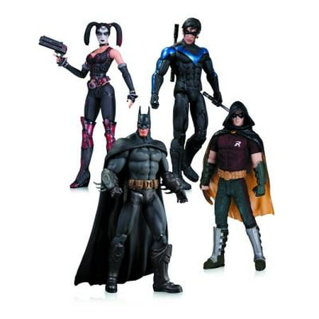 DC Comics Arkham City Action Figure Box Set, Harley Quinn, Batman, Nightwing and Robin
