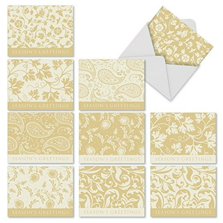 'M10015XS HOLIDAY VINES.' 10 Assorted Merry Christmas Note Cards Feature Lacy Golden Vines on a Cream Background with Envelopes by The Best Card (Ten Best Holiday Gifts For Surfers)