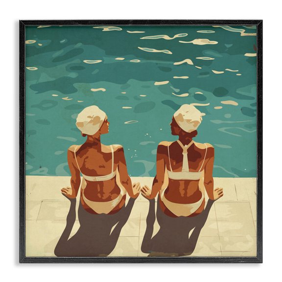 Stupell Industries Swimmer Friends Duo Black Framed Giclee Art, design by Layla Oz
