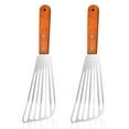 thumbnail image 1 of Freír la espátula mango de utensilios de cocina con fugas antideslizante Acero inoxidable Frito Cocina Colgando Parrilla flexible para peces de carne 2 piezas Inevent HA009892-02, 1 of 6